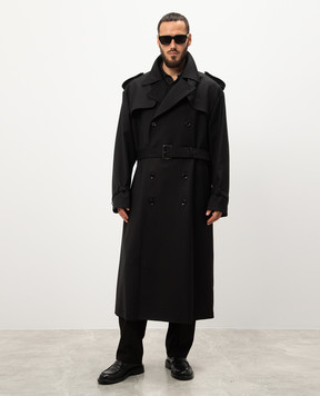 Dolce&Gabbana Black double-breasted wool trench coat G049GTFU28P