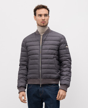 Be Florence Grey down bomber jacket with logo patch BE25M100