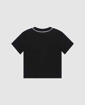 Dolce&Gabbana Children's black t-shirt with a logo with crystals L5JTKTG7K5Q812+