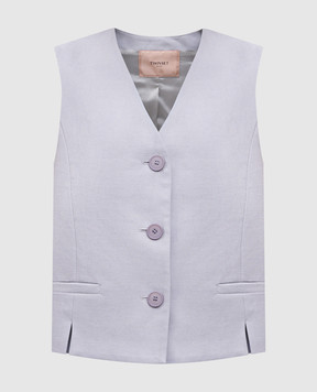 Twinset Purple linen vest with logo emblem 251TP2761