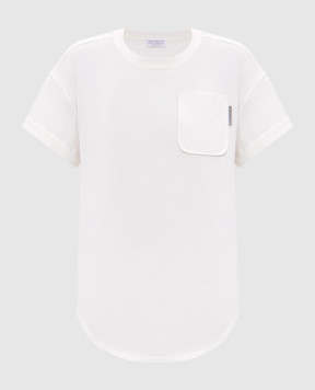 Brunello Cucinelli White monil chain t-shirt with silk trim M0T81EH900