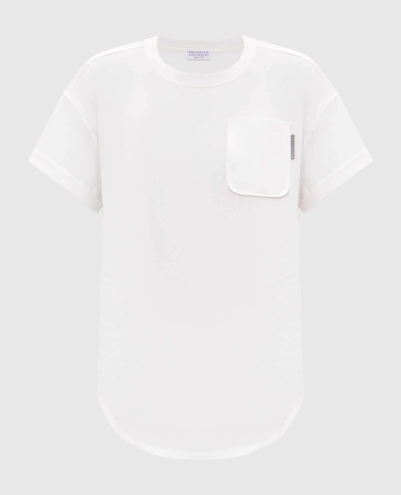 

White monil chain t-shirt with silk trim Brunello Cucinelli