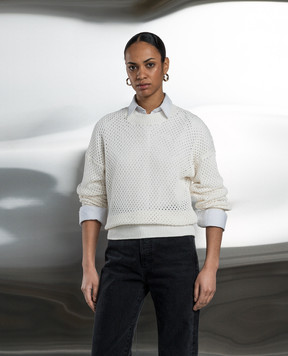 Solotre White openwork jumper M3B0028
