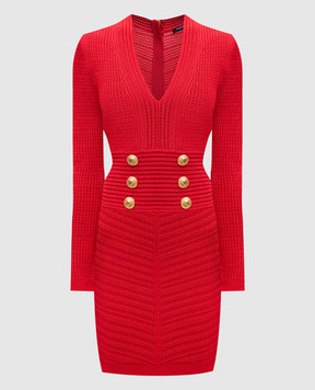 Balmain Red mini dress with pattern EF0R8830KI42