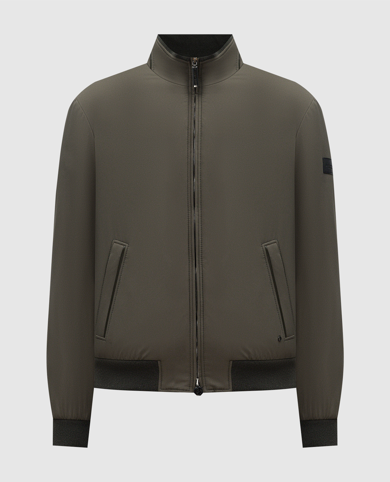 

Khaki jacket with leather patch Stefano Ricci