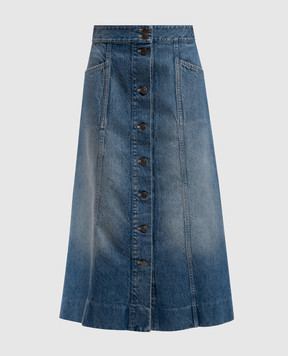 Valentino Blue denim midi skirt with a frayed effect 6B3DD18Z94U