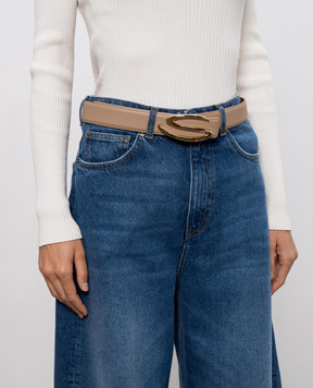 Santoni Beige leather belt with monogram logo CW35VC907ASTASIWFM35