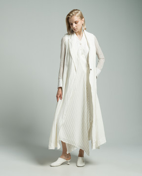 Marc Le Bihan White elongated vest made of linen with a reaper effect 2330