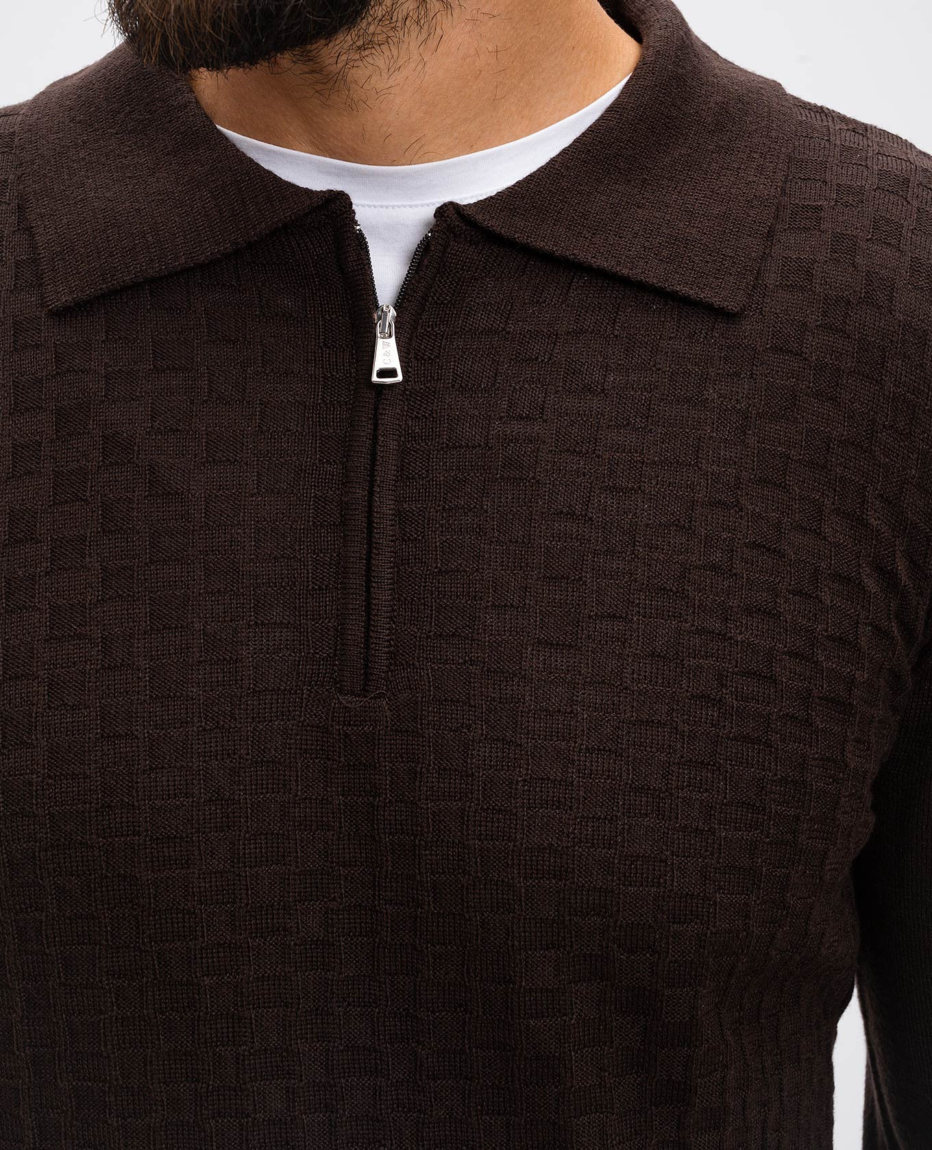 

Brown patterned merino wool polo shirt Cashmere&Whiskey