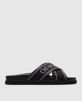 Off-White Black Cloud Criss Cross logo print combo flip flops OMIT007C99LEA001