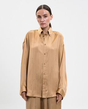 Balenciaga Beige striped blouse with logo print 841012TSLA6