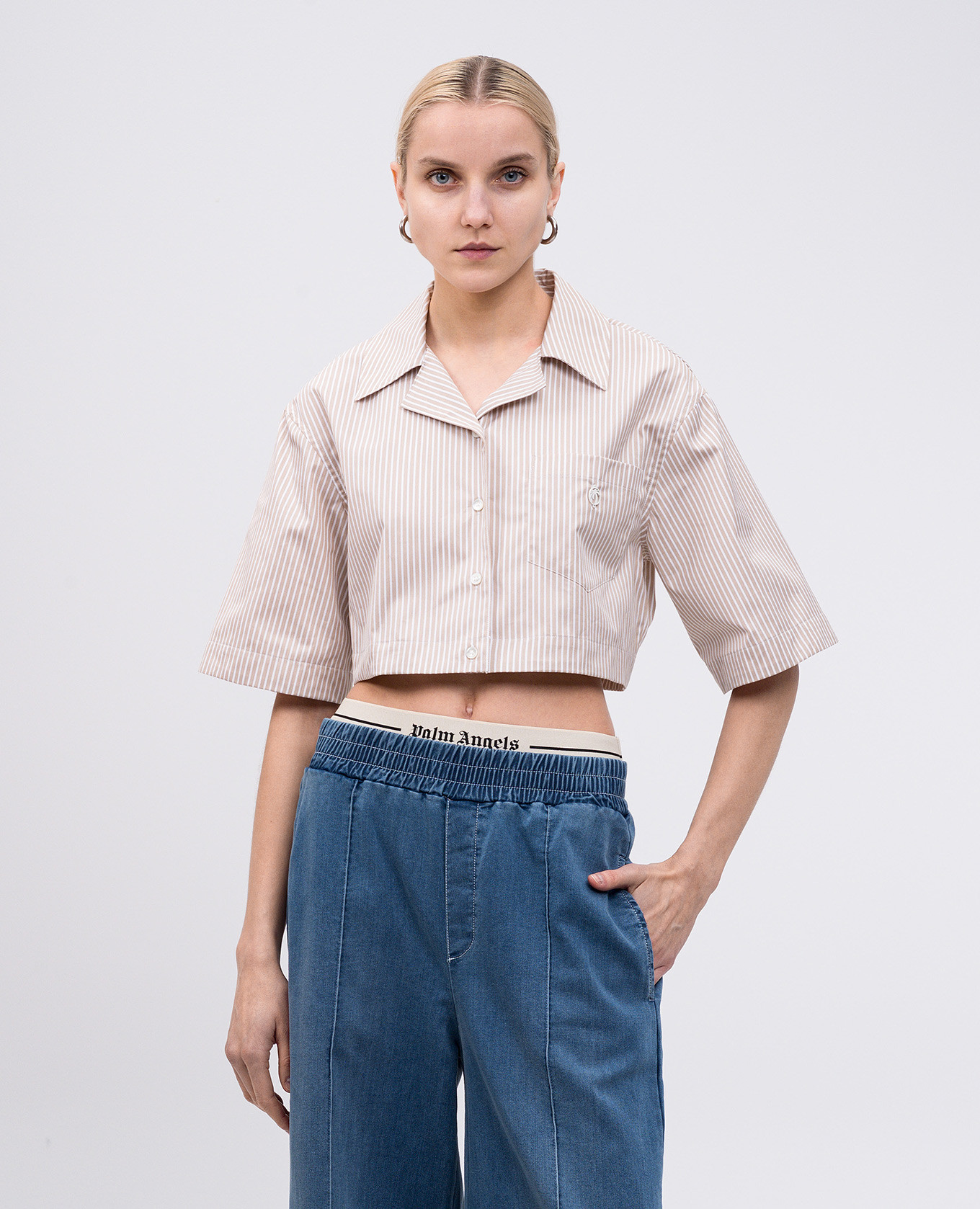 

Beige striped blouse Palm Angels