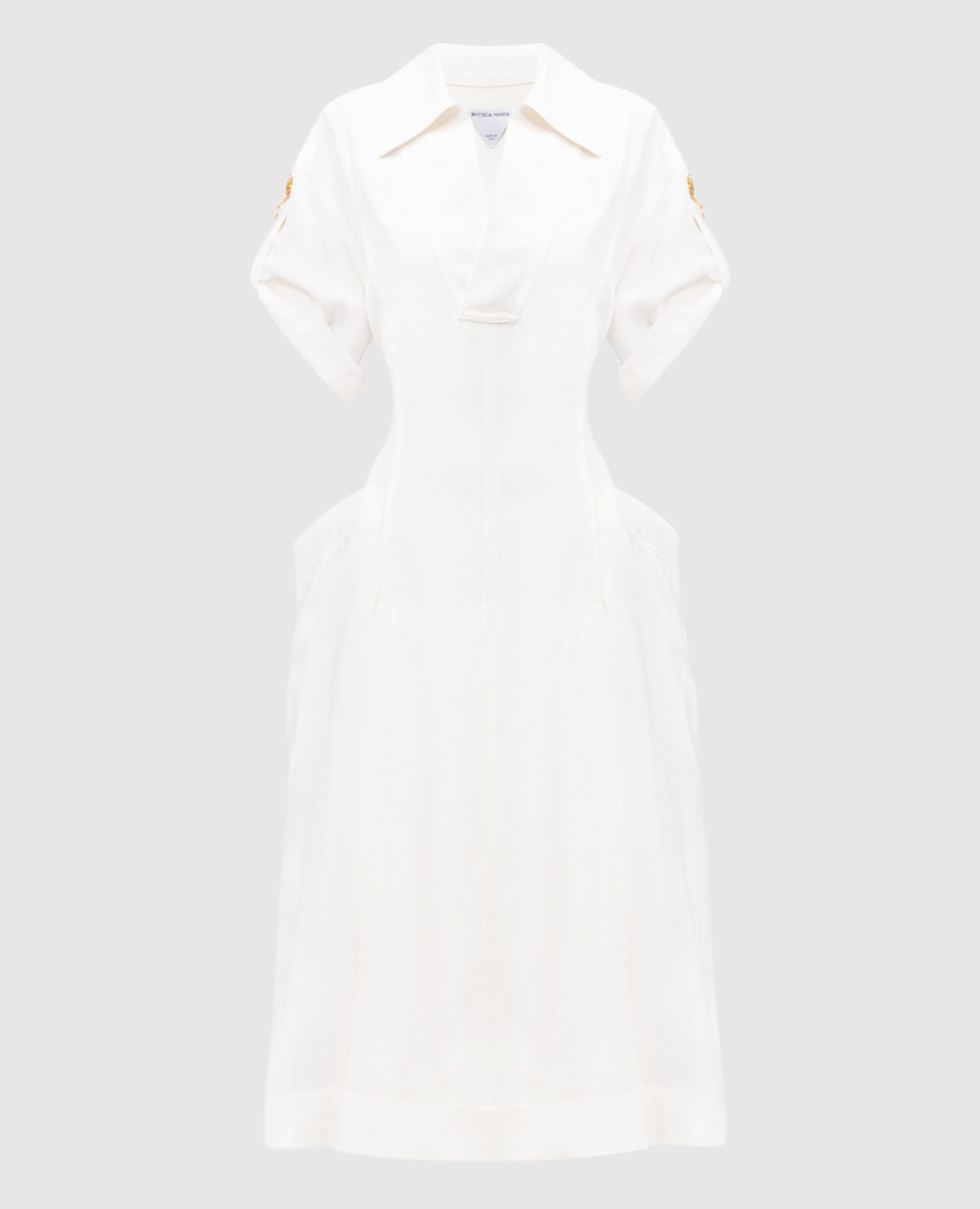 White midi dress with linen Bottega Veneta