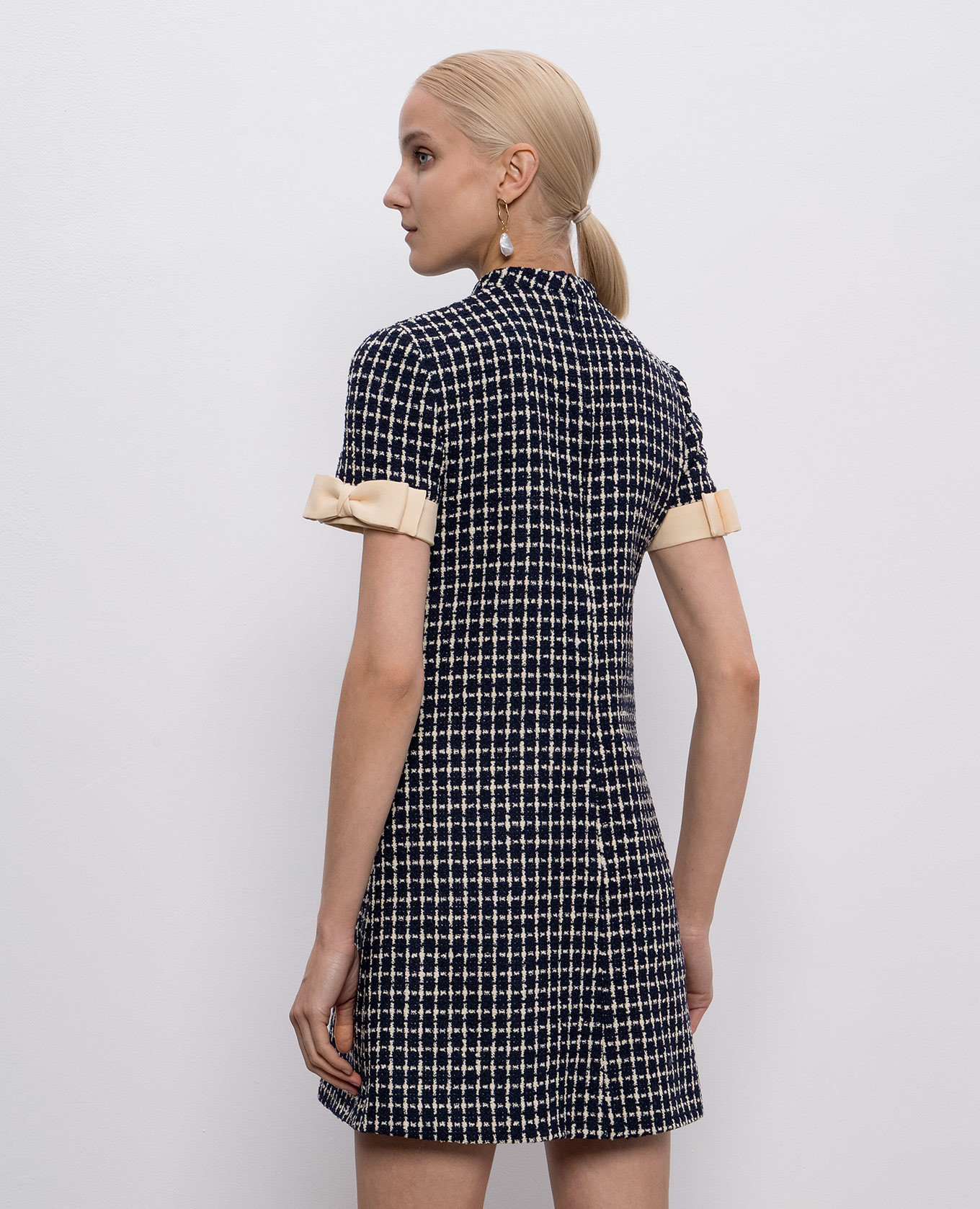 Blue tweed dress with checked wool Valentino 4