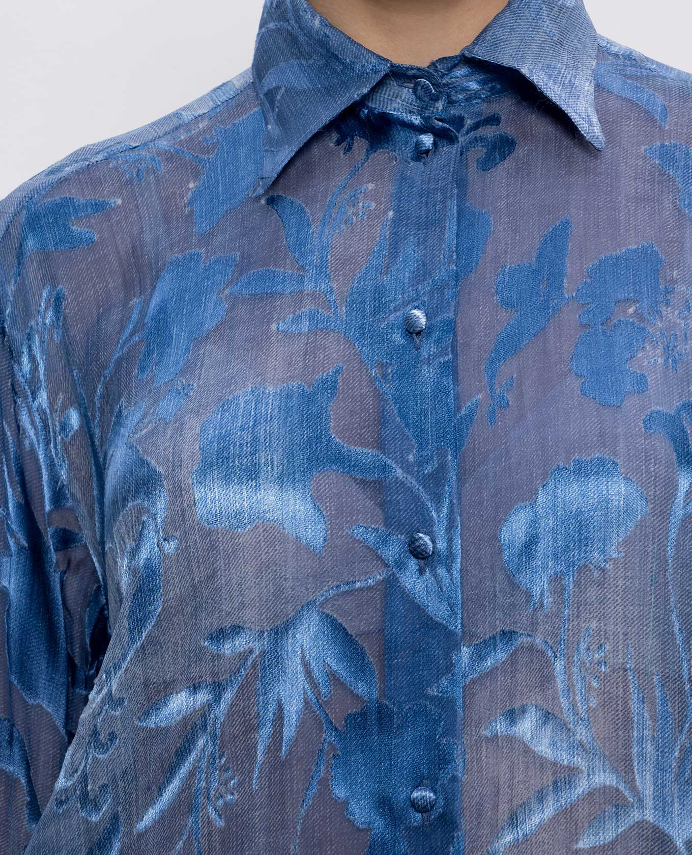 

Blue blouse with patterned silk Ermanno Scervino