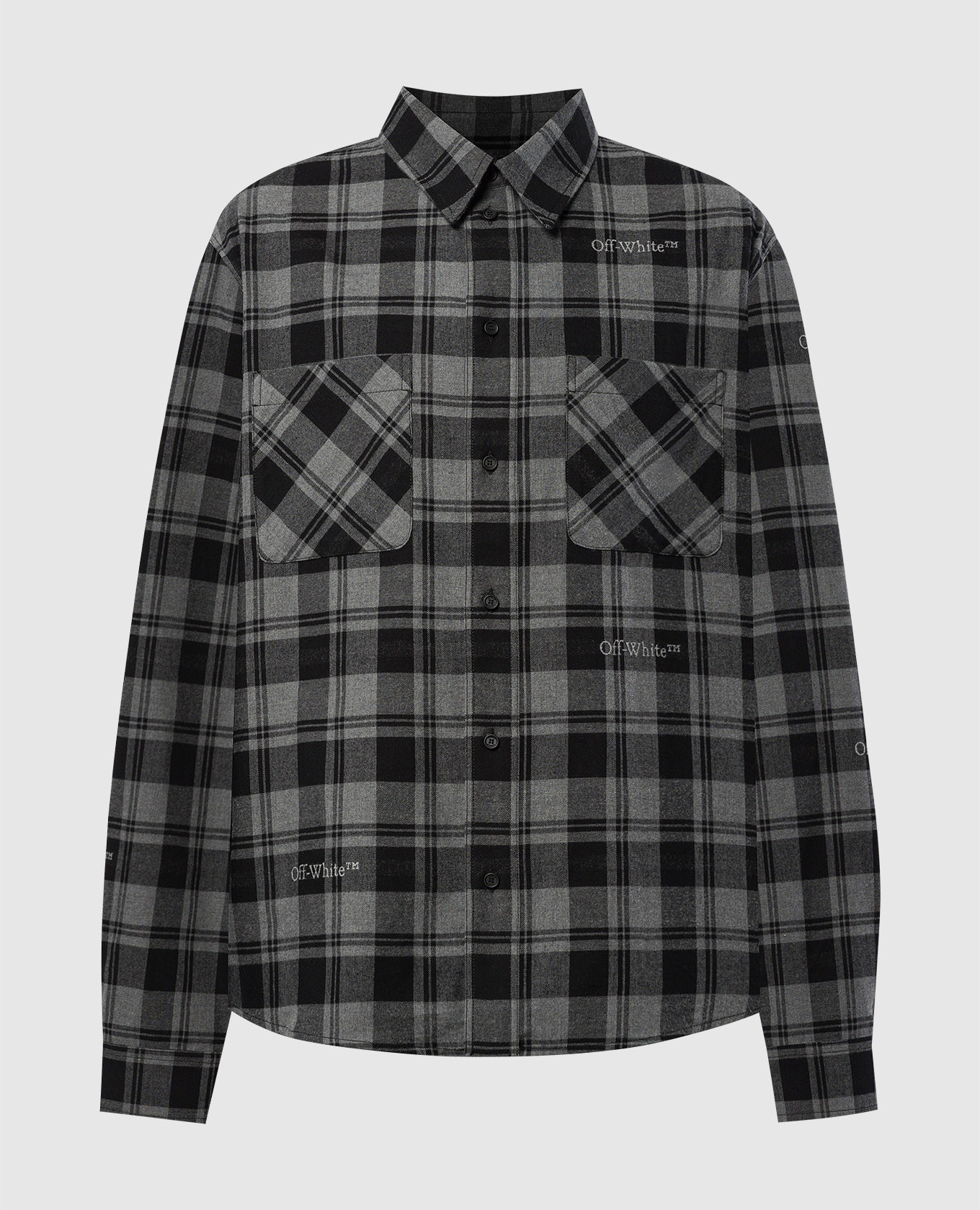 Off-White Gray checkered shirt with logo