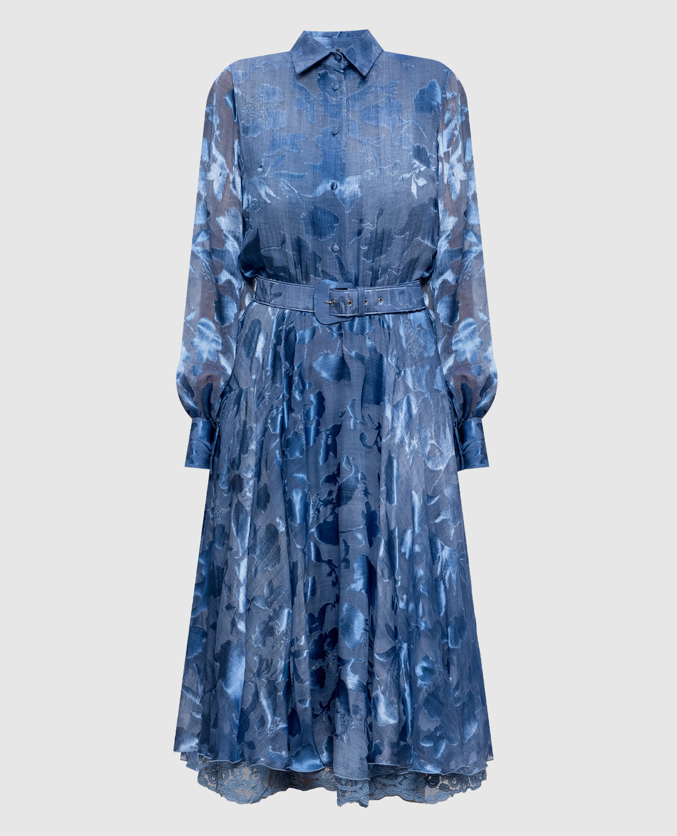 

Blue shirt dress with patterned silk Ermanno Scervino