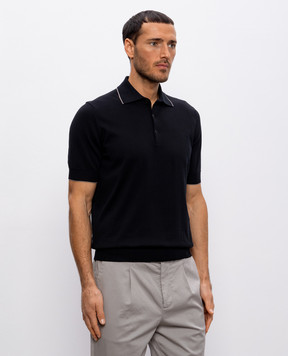 Brunello Cucinelli Black polo with piping M29805205