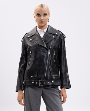 Babe Pay Pls Gray distressed leather jacket 2106ANTIK
