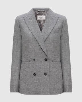 Peserico Gray double-breasted wool jacket S0169902581