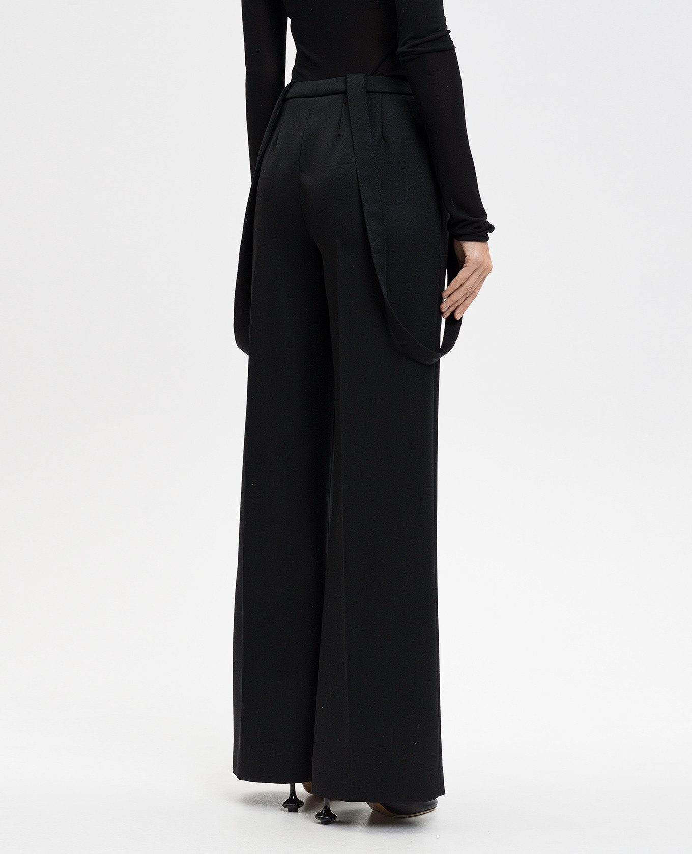

Black wool pants with suspenders Dondup