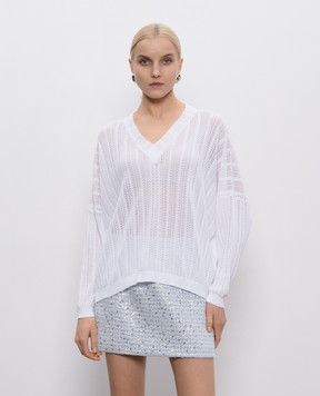 Solotre White pullover with openwork pattern M3D0050D