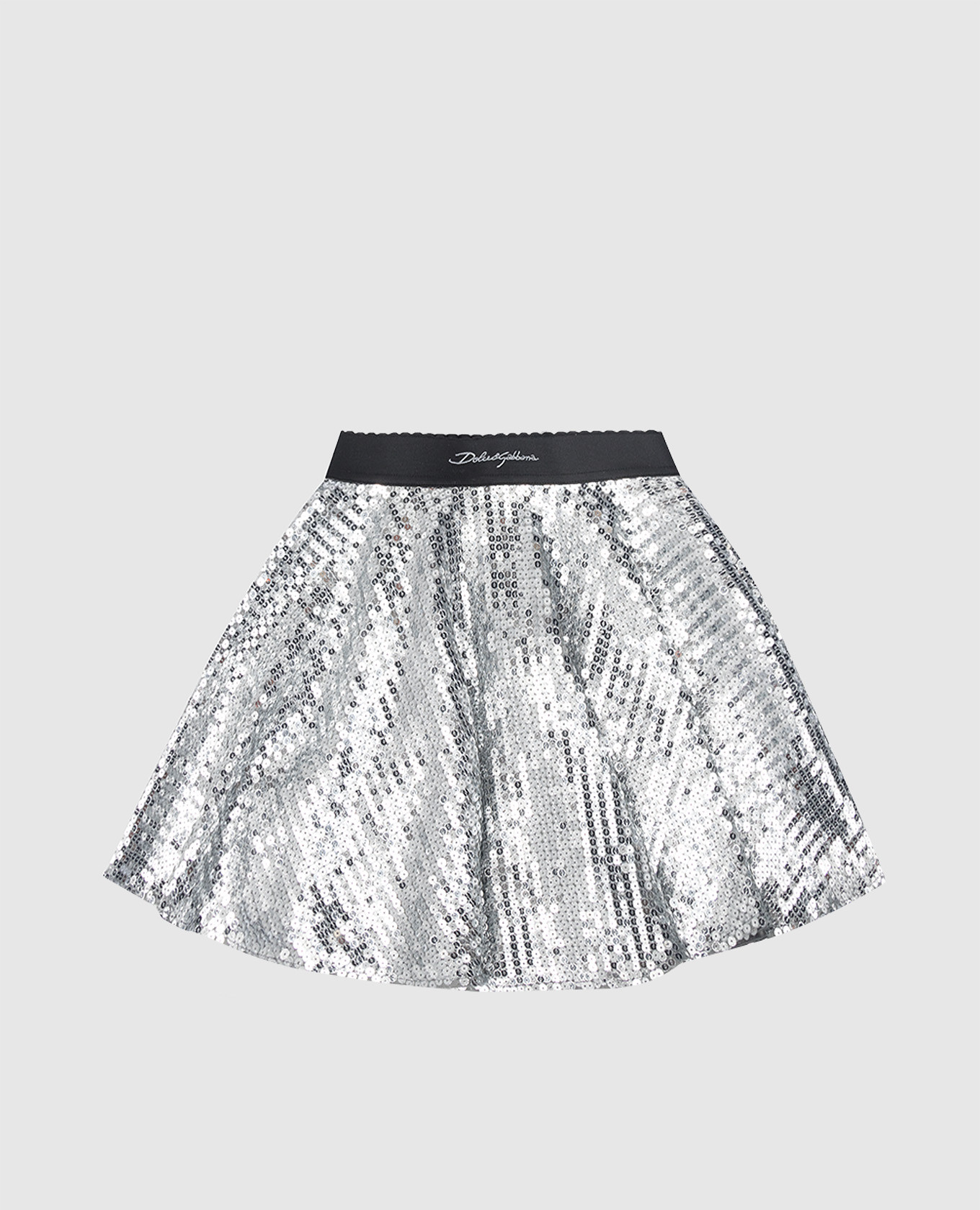 Children's silver midi skirt with sequins dolce&gabbana
