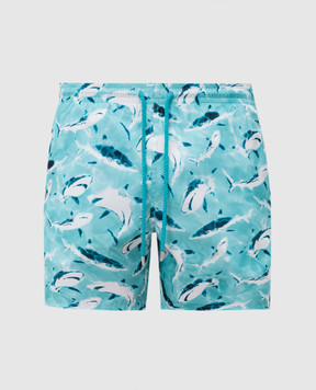 Vilebrequin Requins blue print swim shorts MAHBJ309