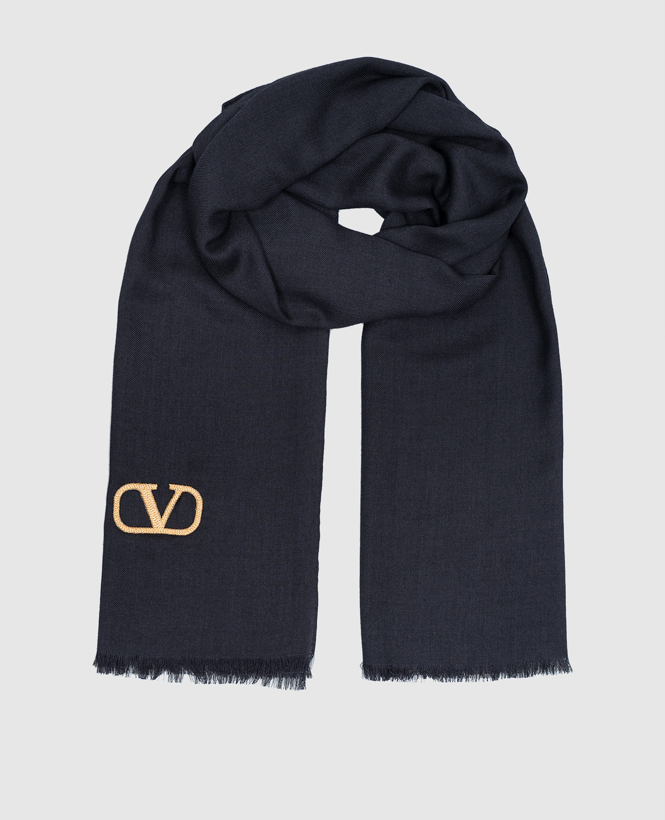 

Blue wool, silk and cashmere scarf with VLogo Signature logo Valentino