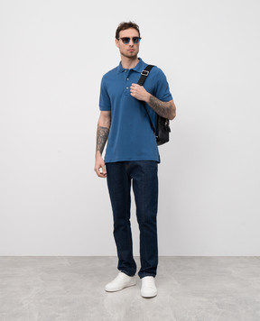 Tom Ford Blue polo with embroidered monogram logo JPS011JMT009S25