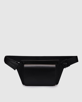 Cashmere&Whiskey Black leather belt bag with embossed logo BUMBAG