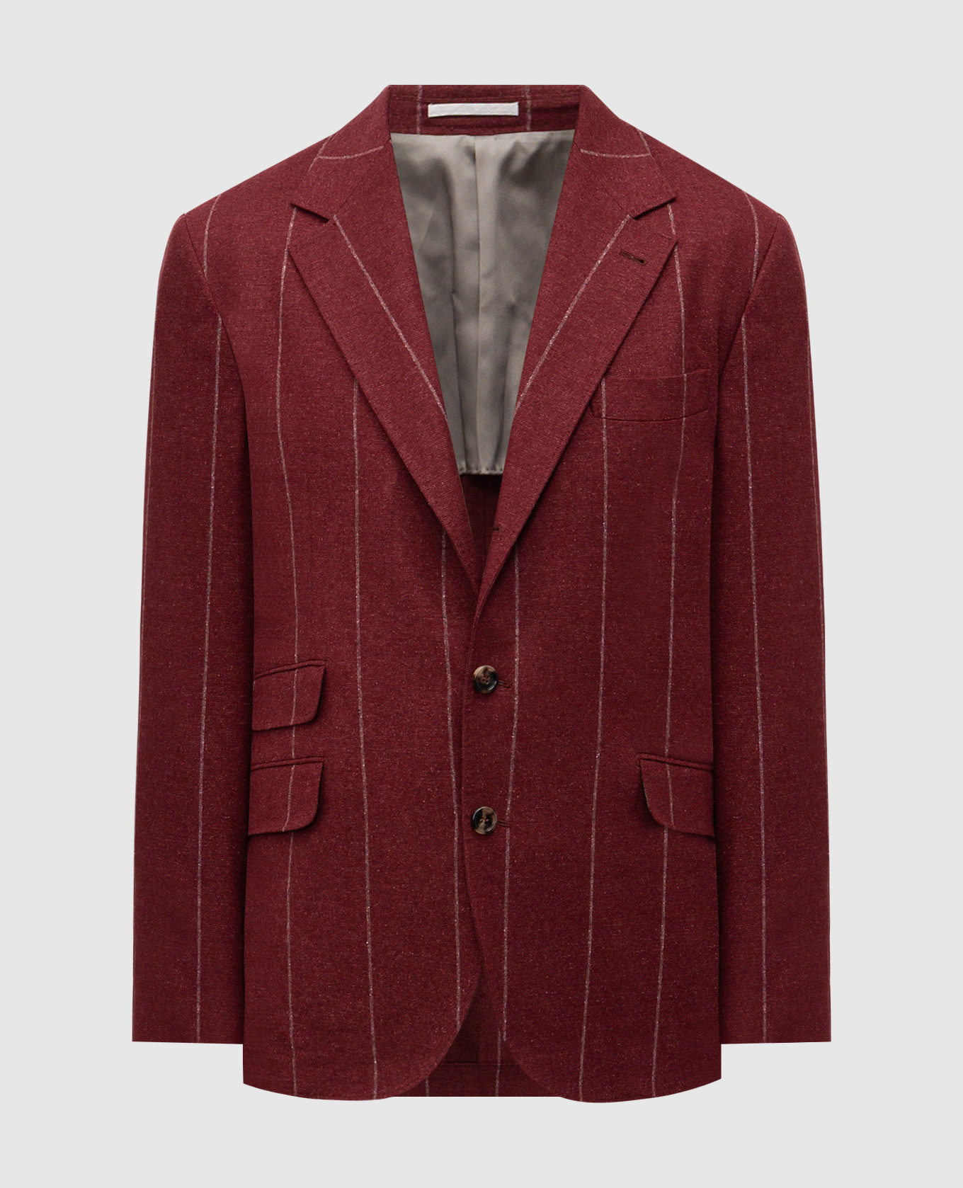 Burgundy striped silk, wool and cashmere jacket Brunello Cucinelli