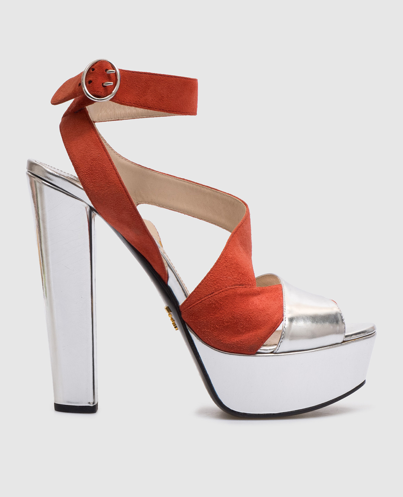 

Silver leather sandals Prada, Серебристый