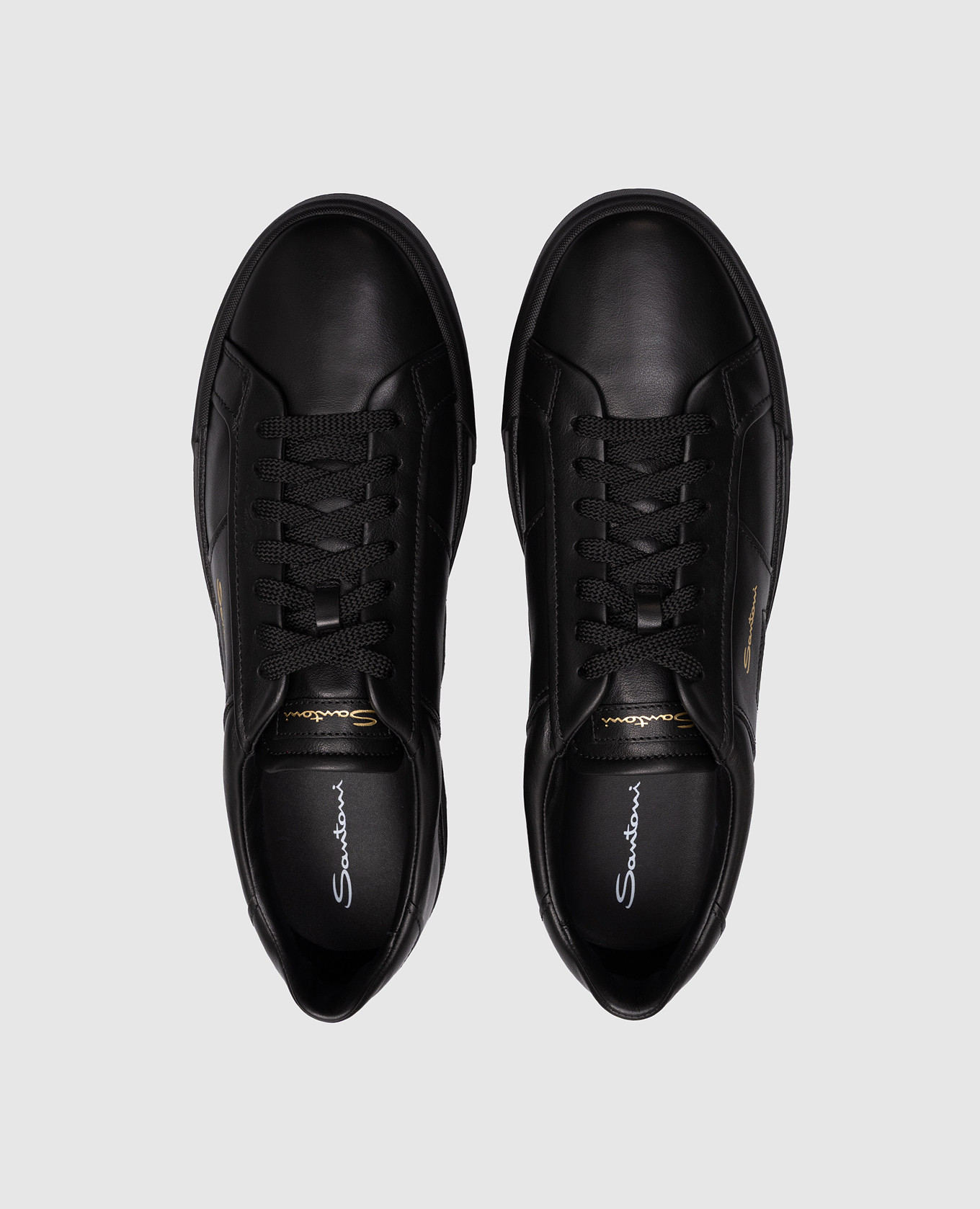 

Black leather sneakers with logo Santoni