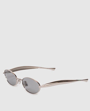 Bottega Veneta Silver Sardine Oval Sunglasses 821495V4450