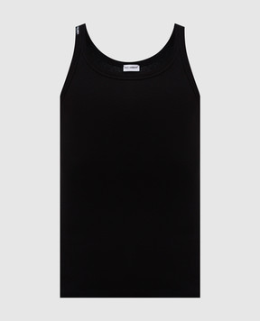 Dolce&Gabbana Black ribbed T-shirt with logo patch M8C19JONN96