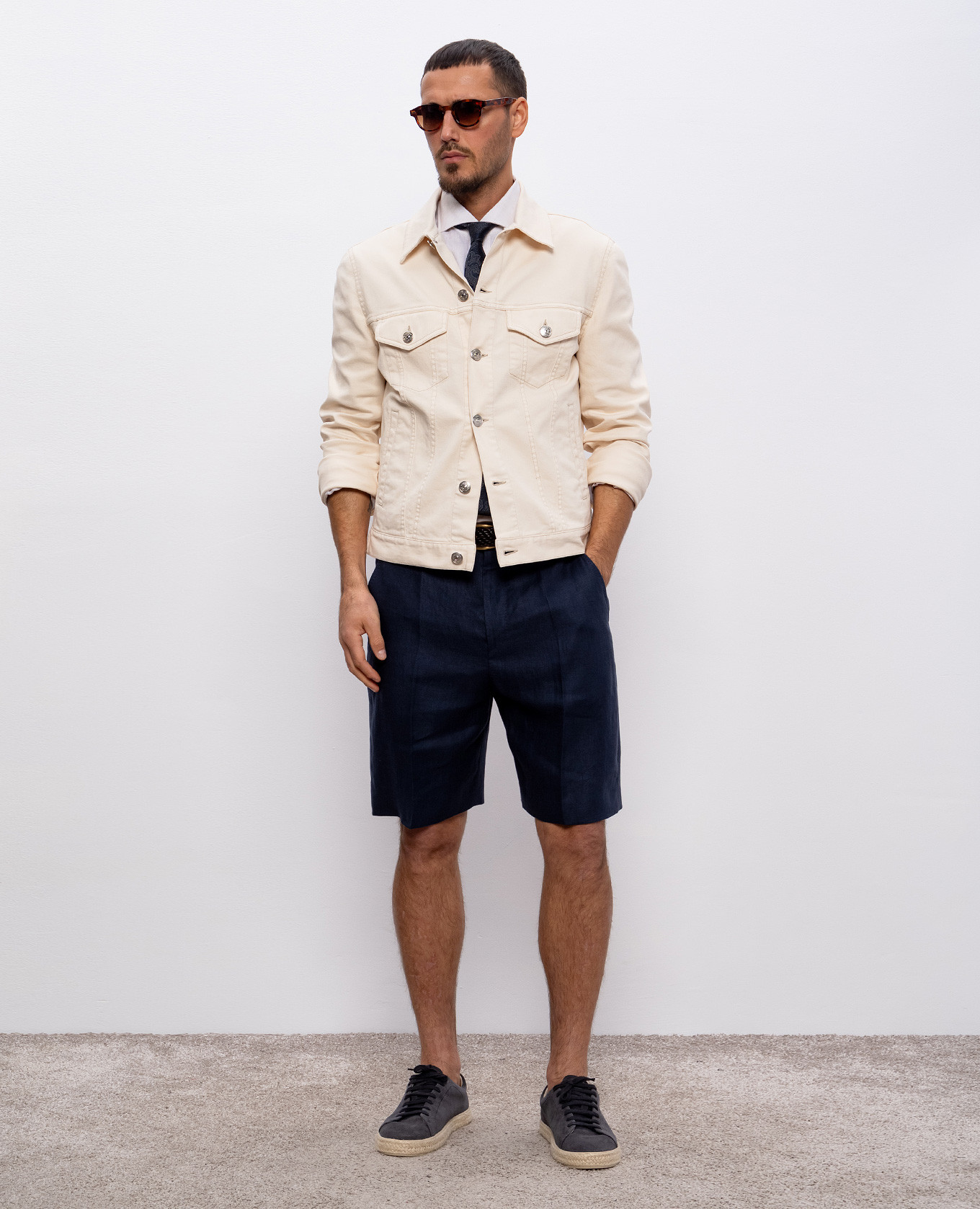 Beige linen shirt Brunello Cucinelli 2