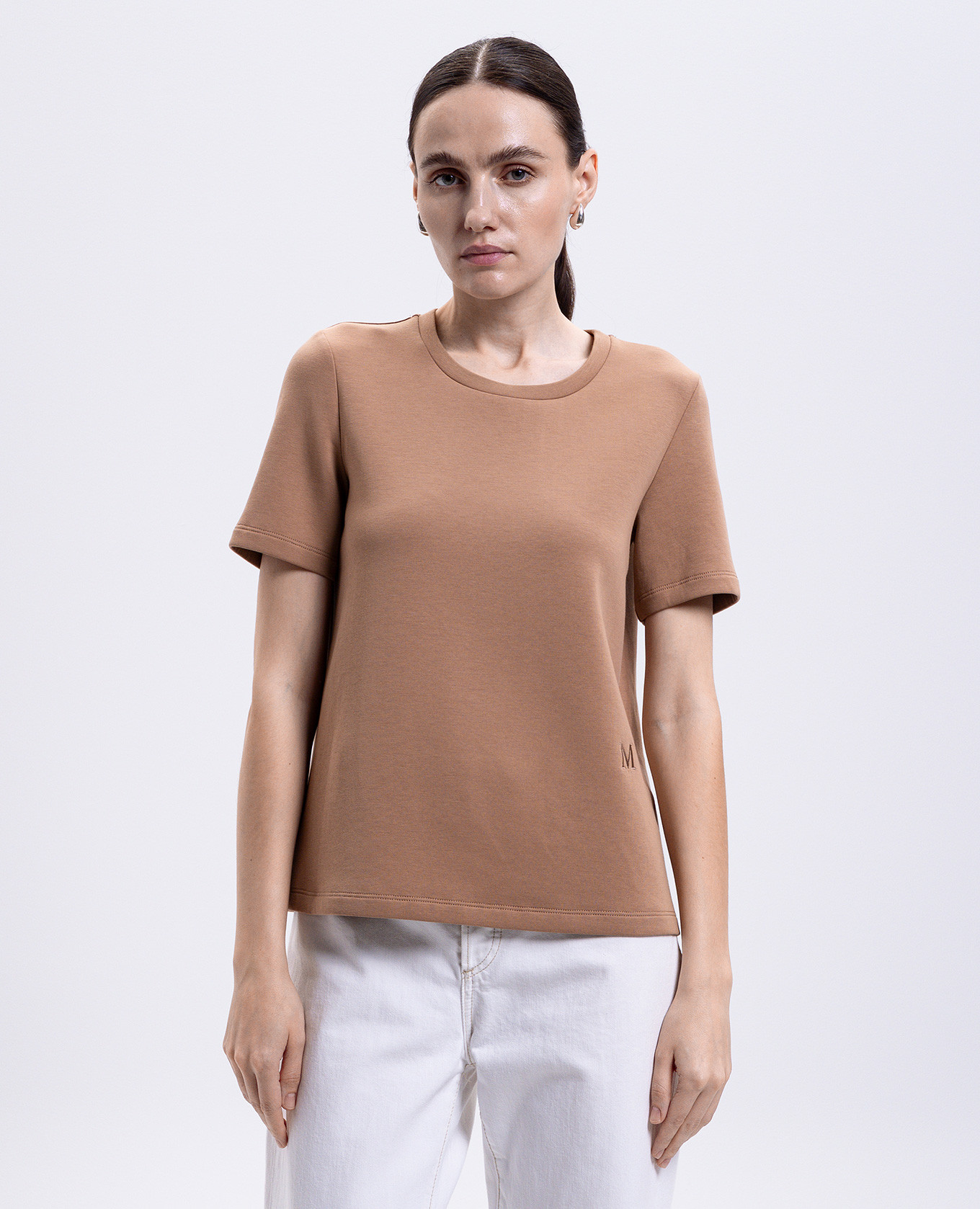 

Beige TUBO T-shirt with embroidered monogram logo Max Mara