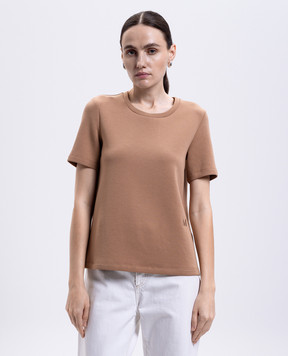 Max Mara Beige TUBO T-shirt with embroidered monogram logo TUBO