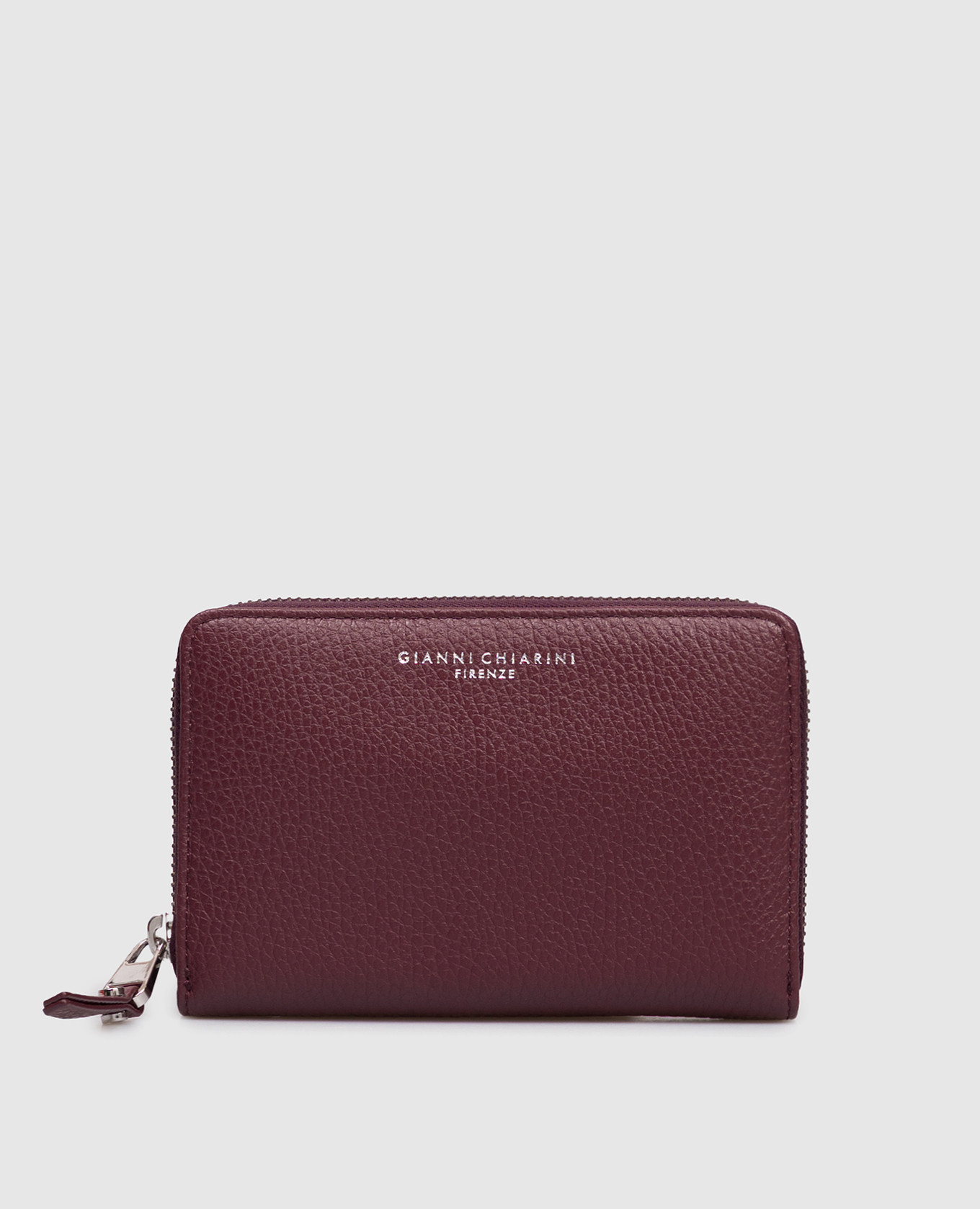 Burgundy leather wallet with logo print Gianni Chiarini