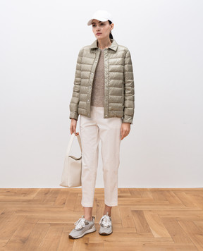 Peserico Green quilted down jacket with monil chain S2407002200