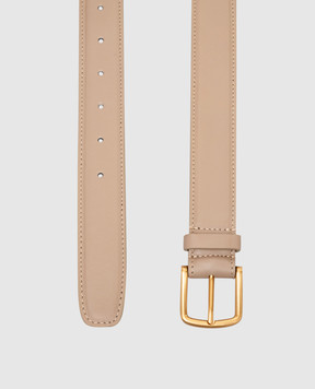 Babe Pay Pls Beige leather belt with gold buckle 0C003