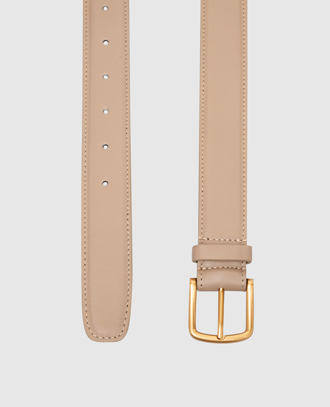 Beige leather belt with gold buckle Babe Pay Pls 3