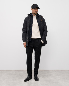 Bertolo Cashmere Black wool and cashmere pants 000290001391