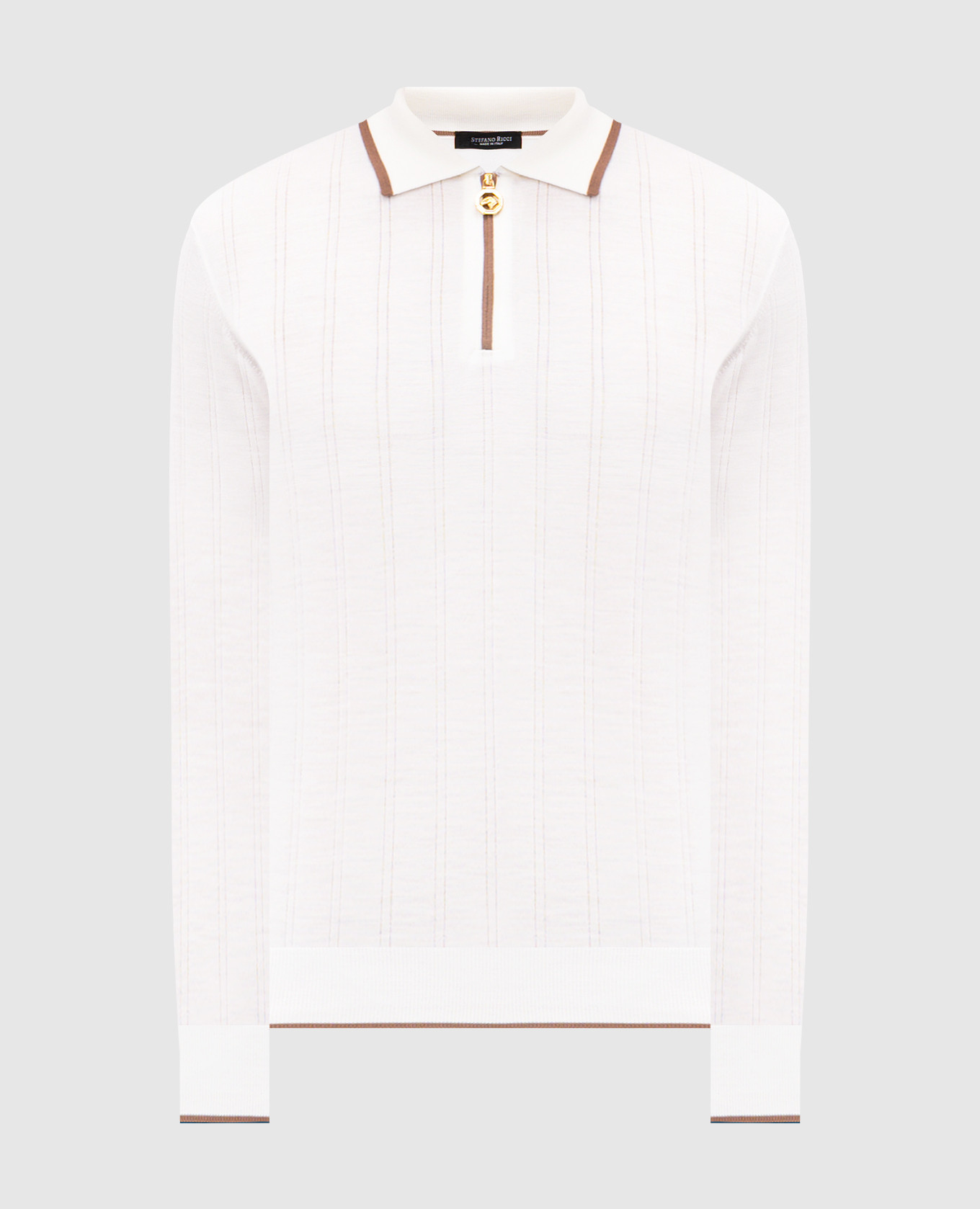 

White wool polo shirt with embroidered logo Stefano Ricci