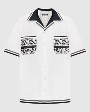 Dolce&Gabbana White short-sleeved shirt with print G5NO5TFI5JG