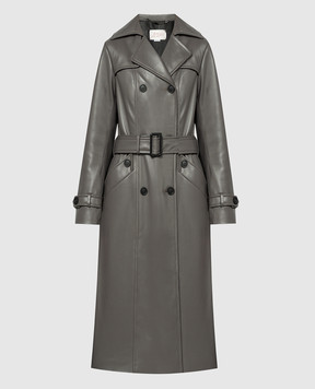 Babe Pay Pls Gray leather double-breasted trench coat 2008LEGEND
