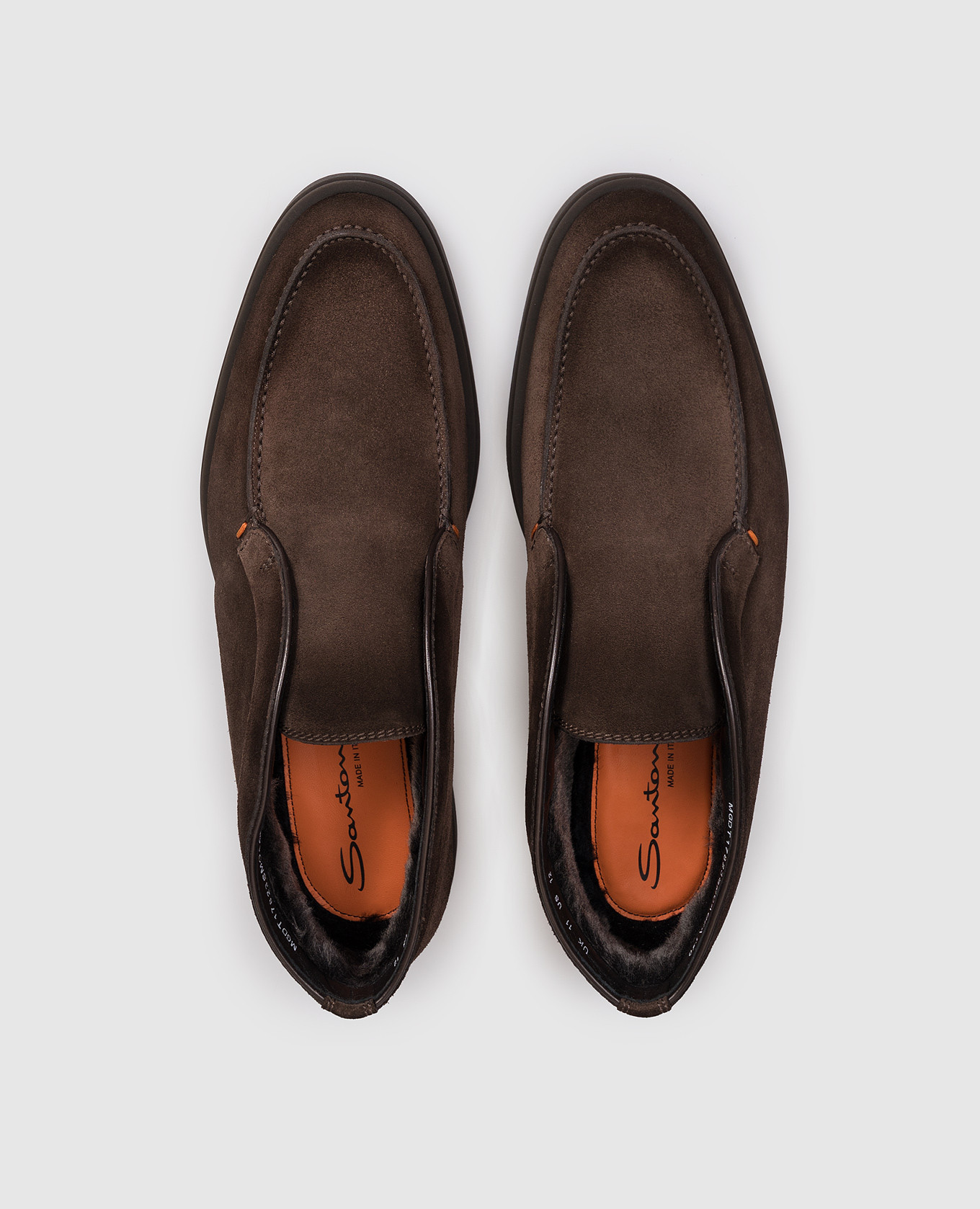 

Brown suede deserts on fur with logo Santoni