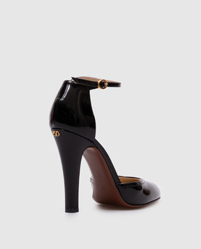 Valentino Black leather glossy shoes with emblem 7W2S0MI2ZJM