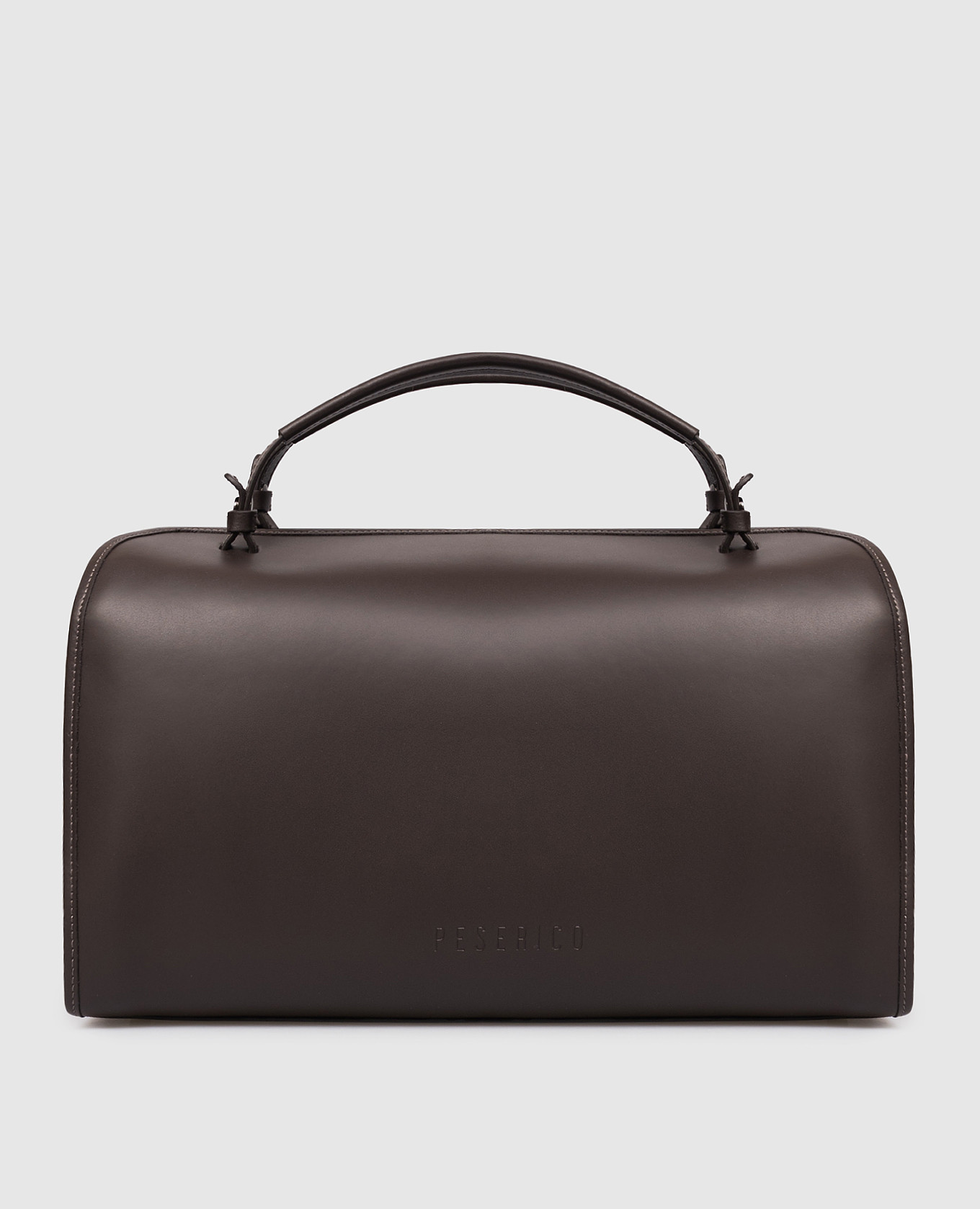 

Brown leather bowler bag with logo Peserico